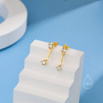 Double CZ Ear Jacket in Sterling Silver, Silver or Gold, Front and Back Earrings, Two Part Earrings