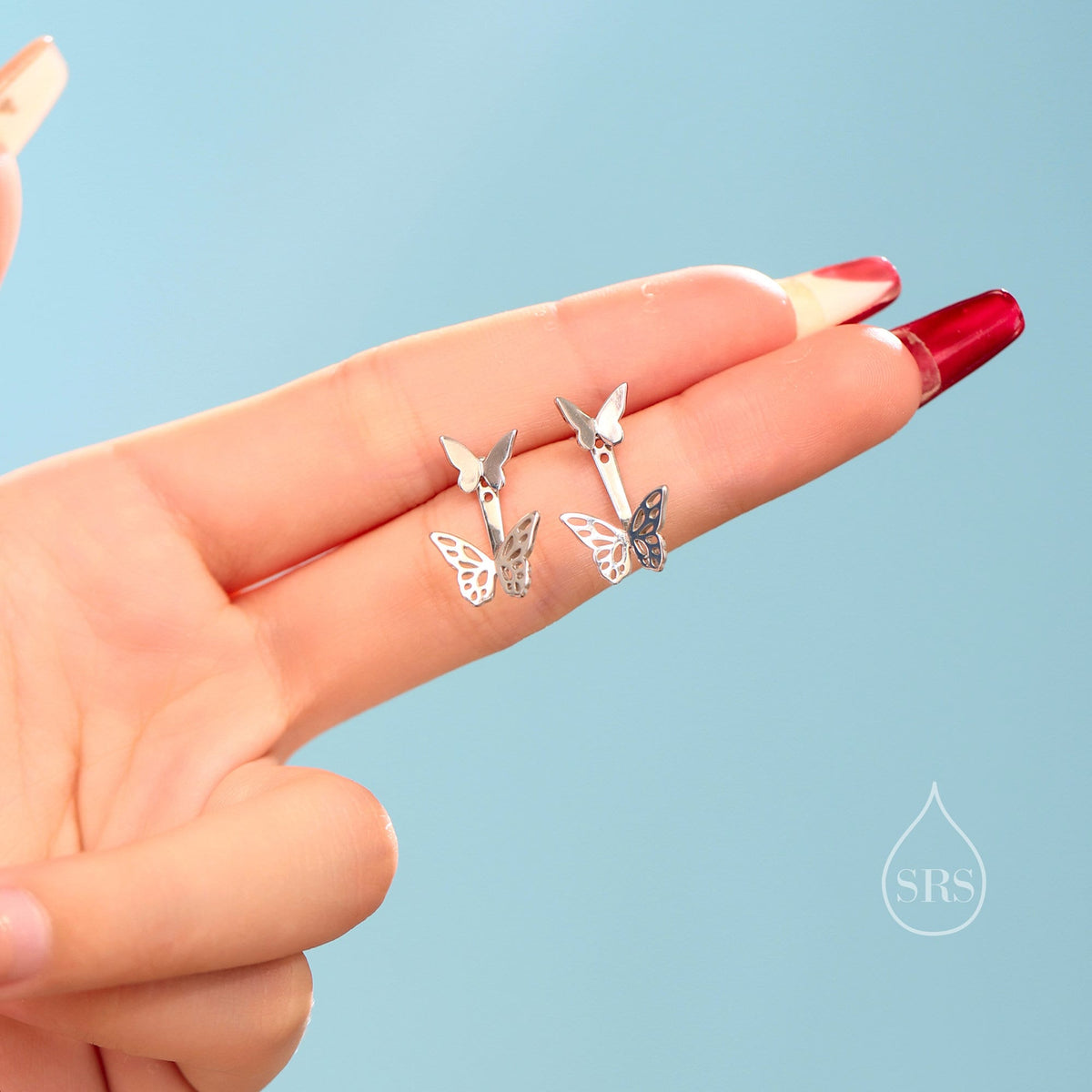 Butterfly Ear Jacket in Sterling Silver, Silver, Gold or Rose Gold, Butterfly Earrings, Butterfly Jacket Earrings, Front and Back Earrings
