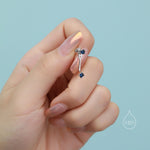 Double Sapphire Blue CZ Ear Jacket in Sterling Silver, Silver or Gold, Front and Back Earrings, Two Part Earrings