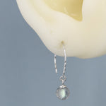 Genuine Labradorite Dangle Earrings in Sterling Silver, 15mm Hook Earrings, Round Hoop Labradorite Beaded Earrings