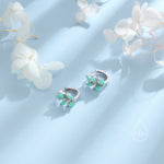 Opal Leaf Huggie Hoop Earrings in Sterling Silver, Silver or Gold or Rose Gold, White Opal Marquise or Green Opal Hoop Earrings