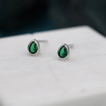 Extra Tiny CZ Droplet Stud Earrings in Sterling Silver, Silver or Gold, 5 colors