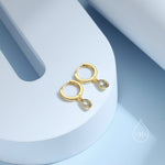 Tiny Droplet CZ Huggie Hoop Earrings in Sterling Silver, Silver or Gold, Geometric Hoop Earrings,