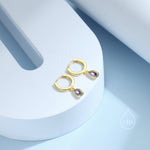 Tiny Amethyst Purple Droplet CZ Huggie Hoop Earrings in Sterling Silver, Silver or Gold, Geometric Hoop Earrings
