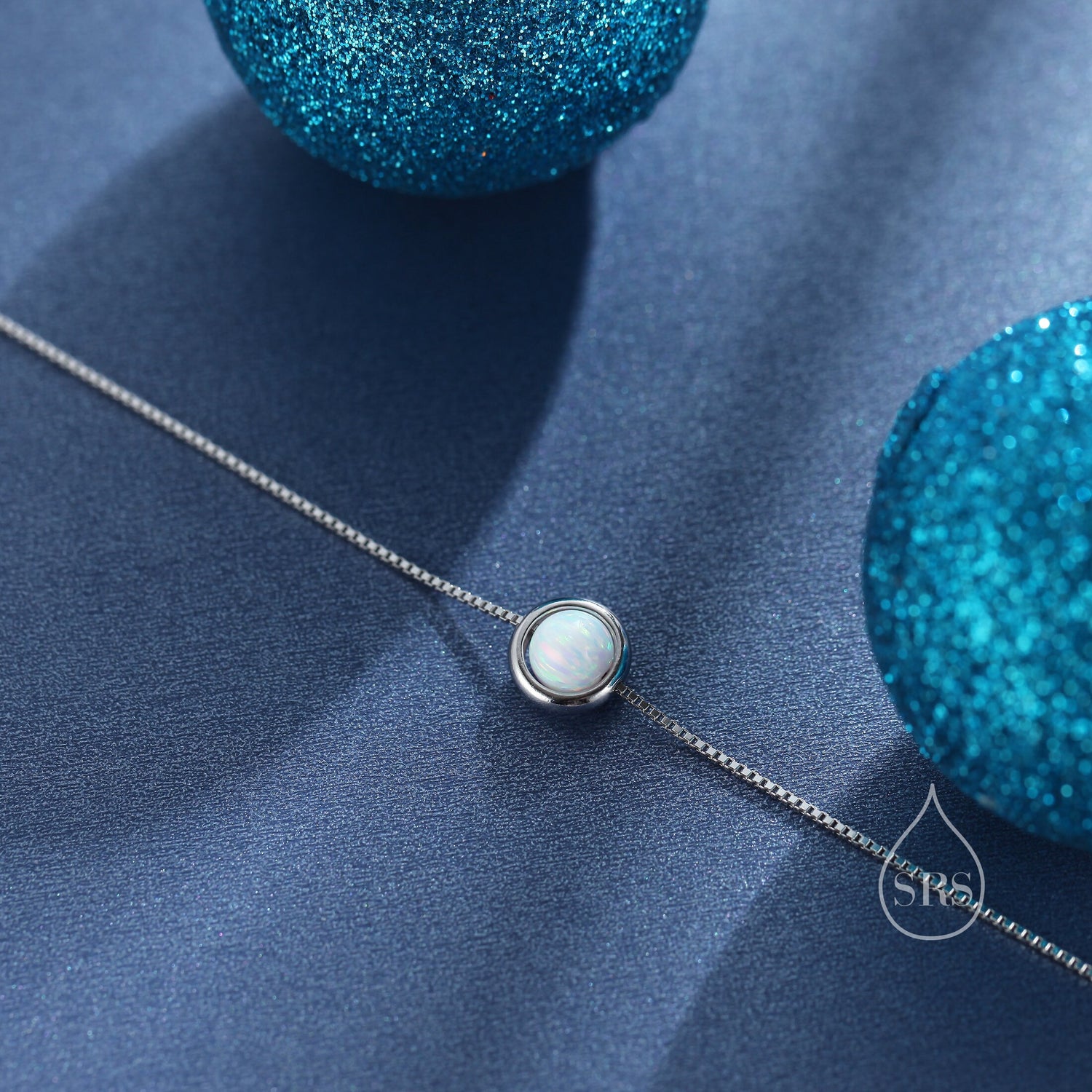 Tiny White Opal Planet Chain Necklace