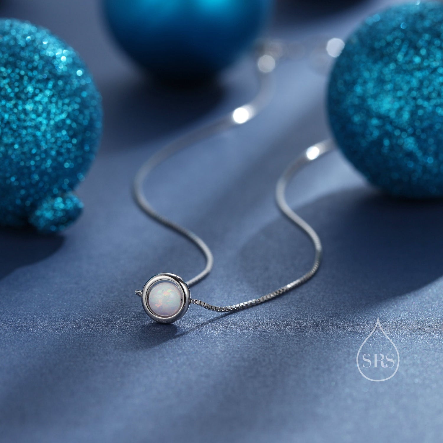 Tiny White Opal Planet Chain Necklace