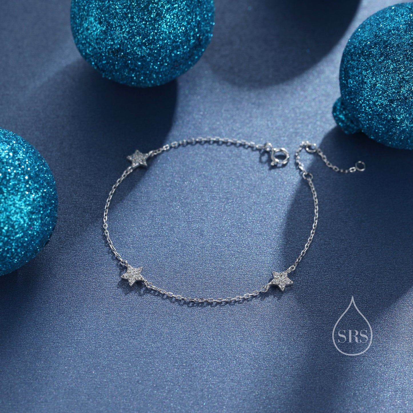 CZ Star Motif Bracelet in Sterling Silver, Silver, Gold or Rose Gold, Star Bracelet, Star Jewellery, CZ Star Bracelet