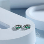 Baguette CZ Cluster Huggie Hoop in Sterling Silver, Silver or Gold, Geometric Hoop Earrings, Green, Blue, Purple or Clear CZ