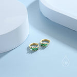 Baguette CZ Cluster Huggie Hoop in Sterling Silver, Silver or Gold, Geometric Hoop Earrings, Green, Blue, Purple or Clear CZ