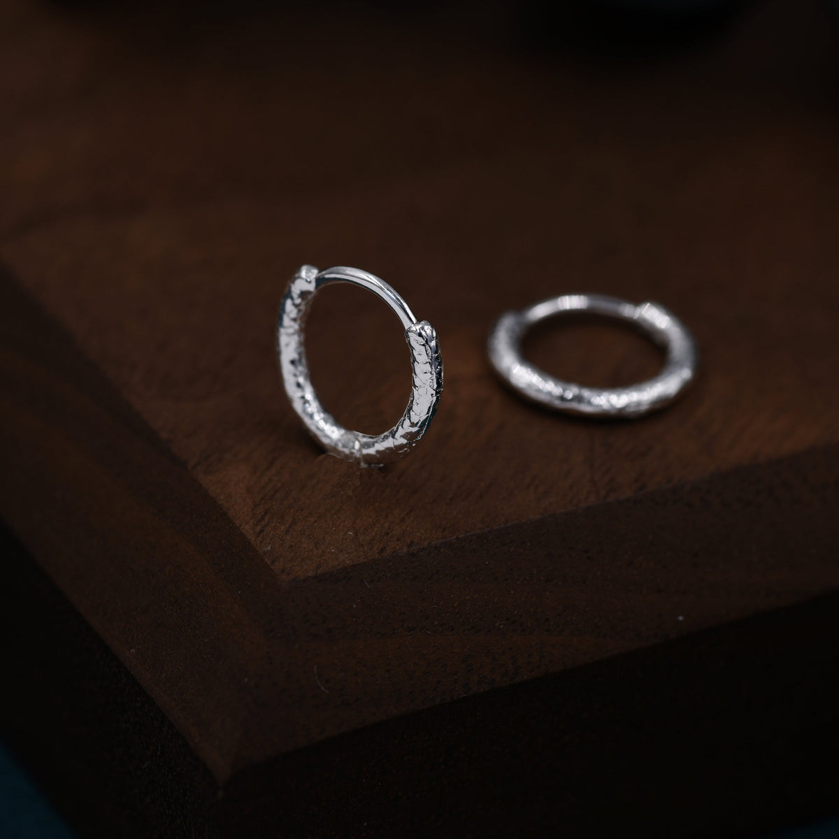 Crumbled Foil Effect Hoop Earrings, 6mm or 8mm, Silver, Gold or Rose Gold, Foil Earrings, Organic Shape Hoops, Hammered Hoops