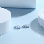 Tiny Blue Opal Trio Stud Earrings in Sterling Silver, Silver or Gold, Three Opal Earrings, Opal Stud, Small Opal Earrings