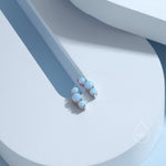 Tiny Blue Opal Trio Stud Earrings in Sterling Silver, Silver or Gold, Three Opal Earrings, Opal Stud, Small Opal Earrings