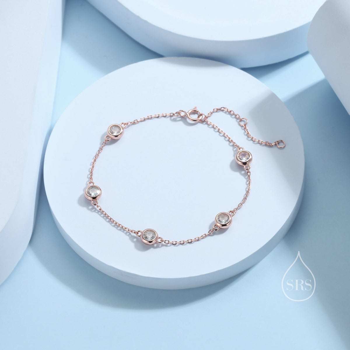 Extra Tiny CZ Motif Bracelet in Sterling Silver, Silver or Gold or Rose Gold, Single CZ Bracelet, Clear or Green, Tiny Delicate Bracelet