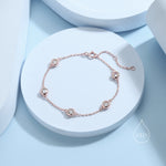 Extra Tiny CZ Motif Bracelet in Sterling Silver, Silver or Gold or Rose Gold, Single CZ Bracelet, Clear or Green, Tiny Delicate Bracelet