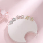 CZ Star Stud Earrings in Sterling Silver, Silver, Gold or Rose Gold, Open Star Earrings, Sunburst Earrings, Celestial