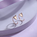 Tiny Skinny Heart Huggie Hoop Earrings in Sterling Silver, Silver, Gold or Rose Gold, Dainty Little Heart Open Threader, Threader Hoop