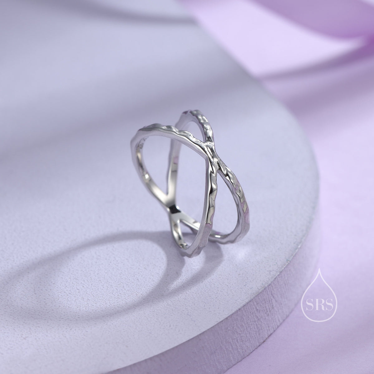 Hammered X Crossover Stacking Ring