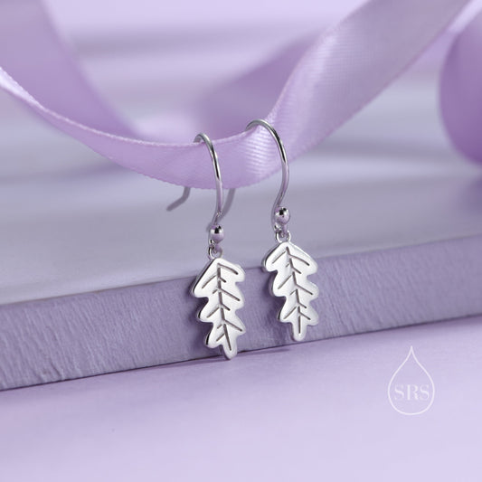 Oak Leaf Drop Hook Earrings in Sterling Silver, Silver or Gold, Petite Acorn Leaf Earrings, Small Leaf Stud, Nature Inspired