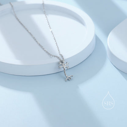 Tiny Neurone Cell Pendant Necklace in Sterling Silver, Tiny Neurone Cell Necklace, Science Inspired Necklace