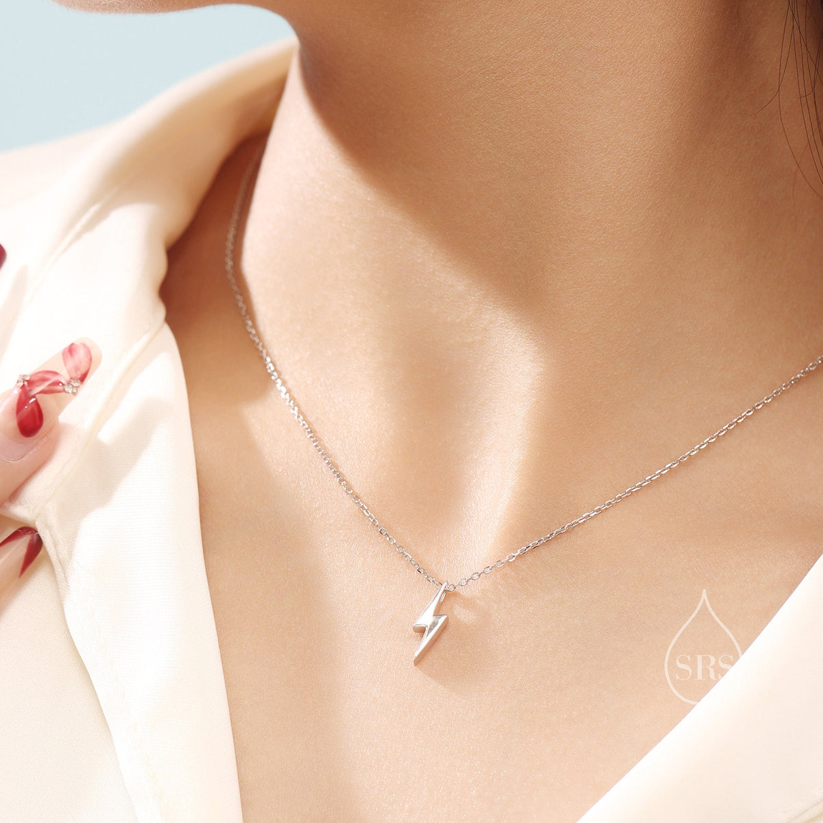 Tiny Lightning Bolt Pendant Necklace in Sterling Silver, Cute Bolt Necklace, Small Lightning Bolt Necklace