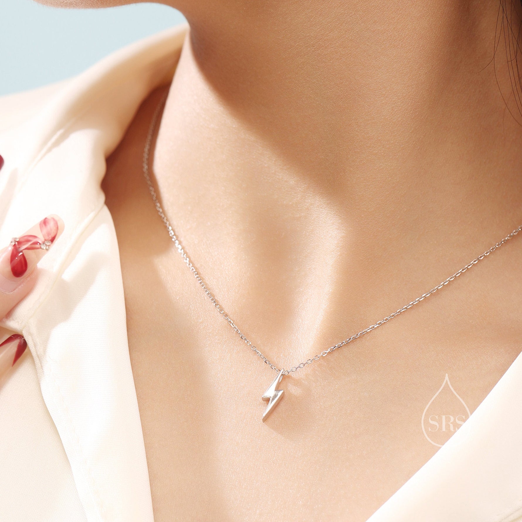 Tiny Lightning Bolt Pendant Necklace in Sterling Silver, Cute Bolt Necklace, Small Lightning Bolt Necklace