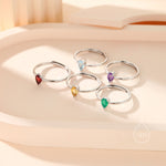 Natural Red Garnet Droplet Ring in Sterling Silver, 4x6mm, Prong Set Pear Cut, Adjustable Size, Genuine Garnet Ring, January Birthstone