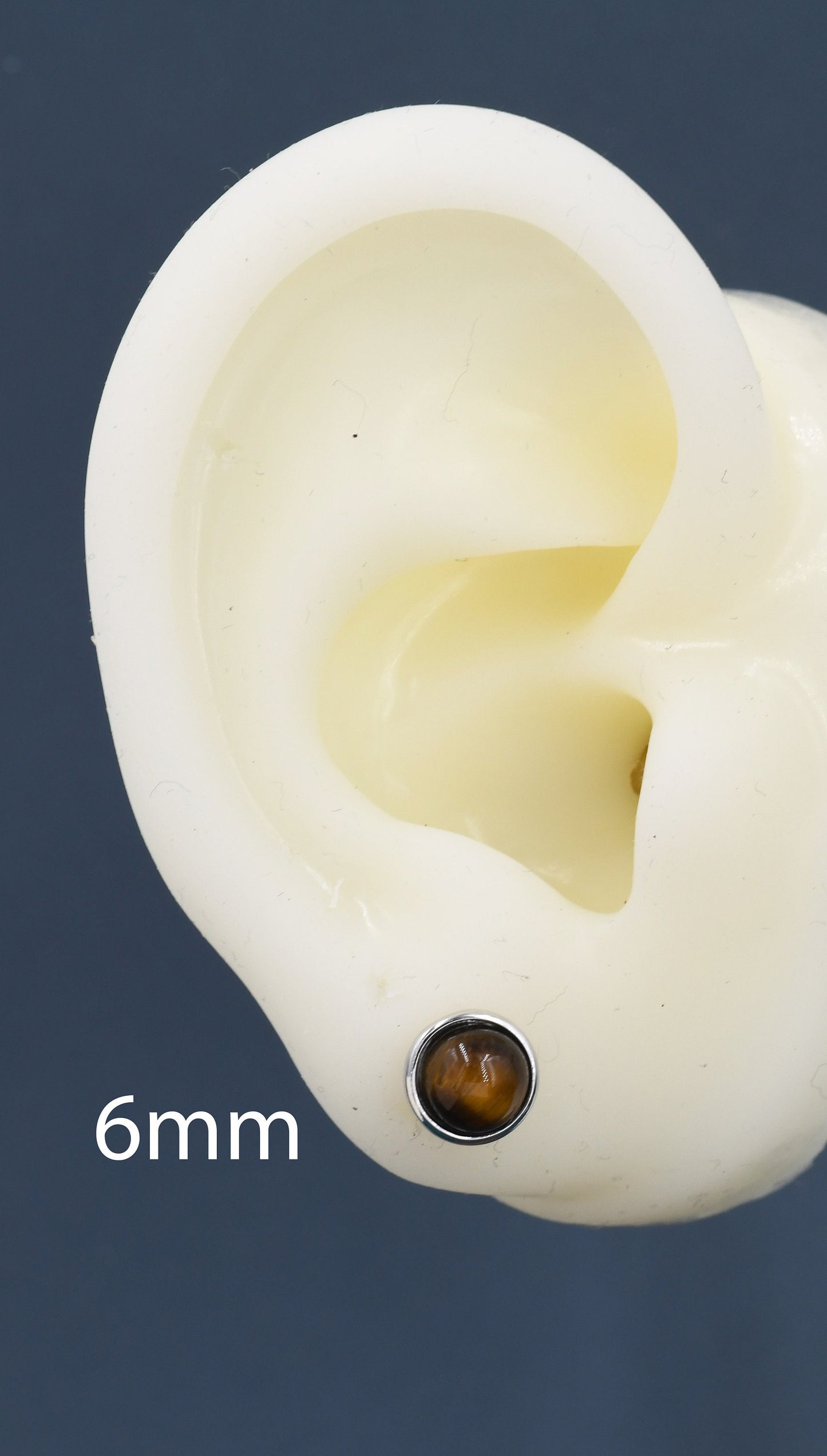 Genuine Tiger's Eye Stud Earrings in Sterling Silver, 4mm, 5mm and 6mm, Cabochon Bezel Stud Earrings, Tiger Eye Stone