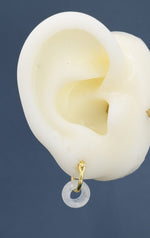 Sterling Silver White Jade Donut Huggie Hoop Earrings, Detachable Natural White Jade Coin Charm Dangle Hoop Earrings, Silver or Gold