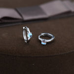 Delicate Moonstone Huggie Hoop Earrings in Sterling Silver, Tiny Moonstone Hoop Earrings