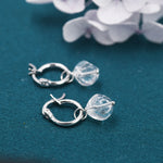Sterling Silver White Jade Donut Huggie Hoop Earrings, Detachable Natural White Jade Coin Charm Dangle Hoop Earrings, Silver or Gold