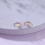 Tiny Skinny Heart Huggie Hoop Earrings in Sterling Silver, Silver, Gold or Rose Gold, Dainty Little Heart Open Threader, Threader Hoop