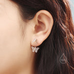 Butterfly Ear Jacket in Sterling Silver, Silver, Gold or Rose Gold, Butterfly Earrings, Butterfly Jacket Earrings, Front and Back Earrings