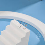 Aquamarine Blue CZ Star Huggie Hoop Earrings in Sterling Silver, Tiny Blue Star CZ Trio Open Hoops, Pull Through Threaders, Half Hoops