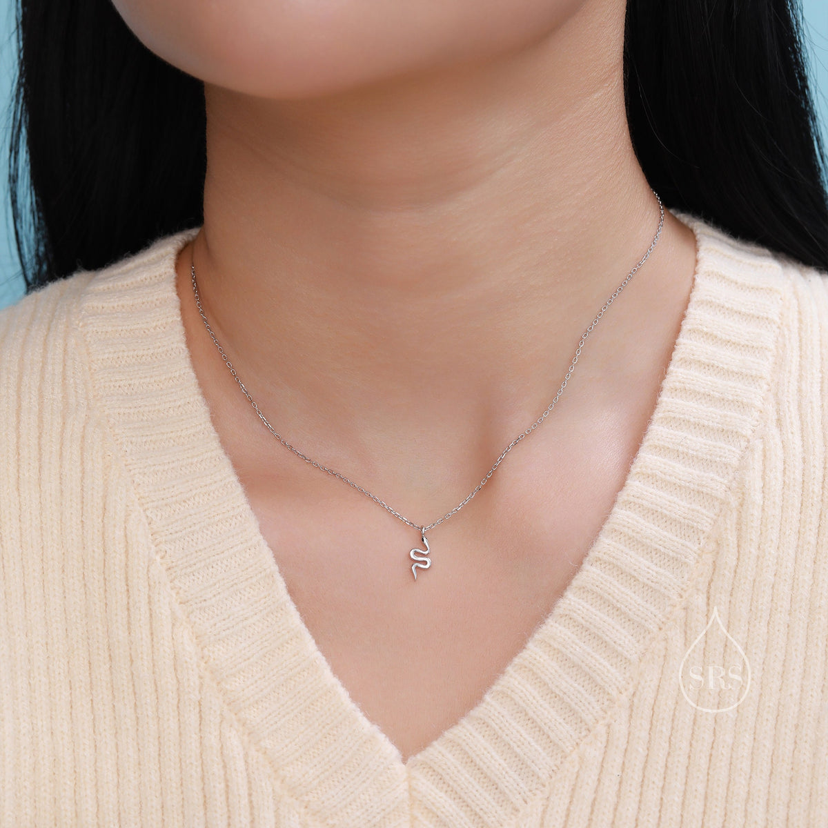 Extra Tiny Snake Pendant Necklace in Sterling Silver, Silver or Gold, Snake Necklace, Small Snake Necklace, Snake Pendant