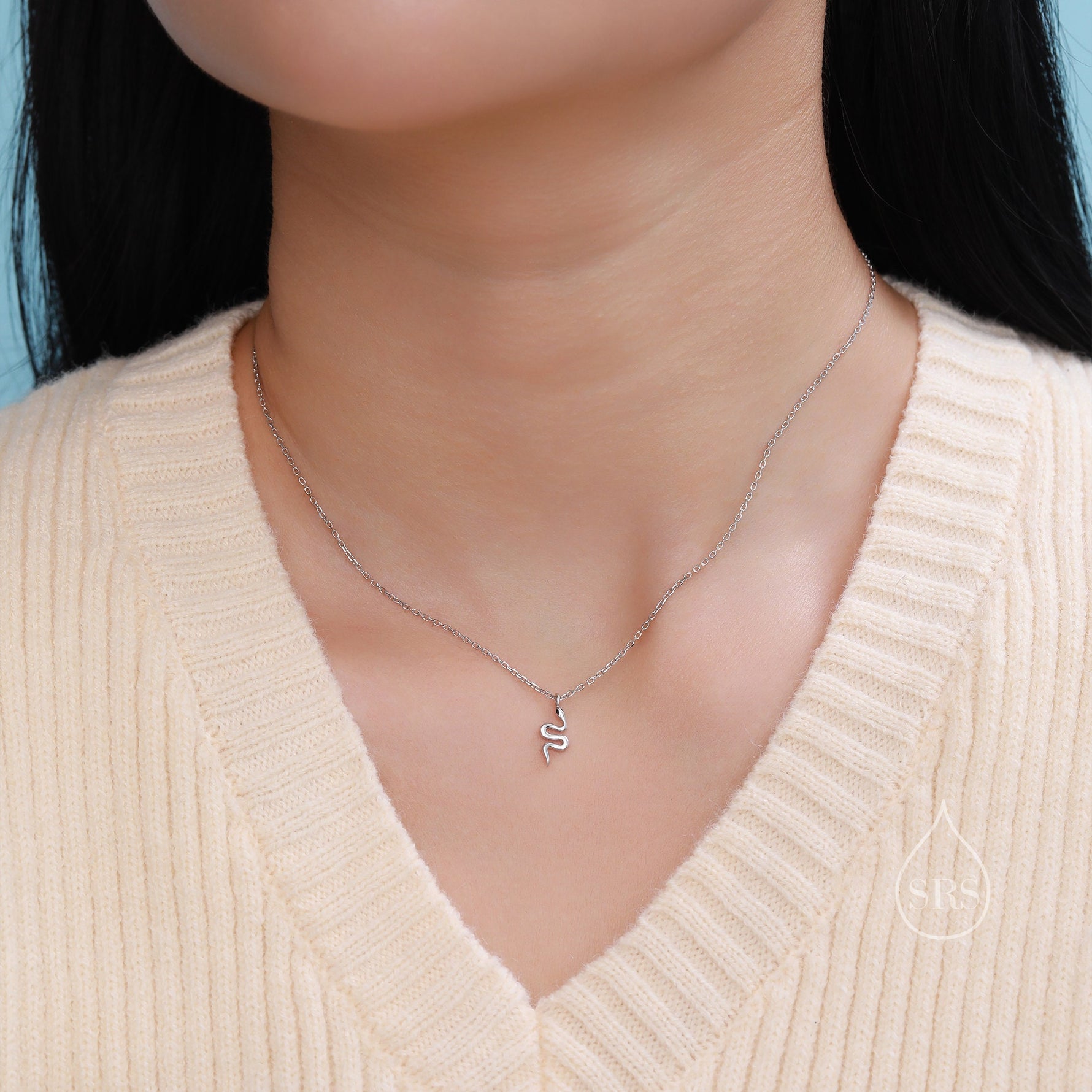 Extra Tiny Snake Pendant Necklace in Sterling Silver, Silver or Gold, Snake Necklace, Small Snake Necklace, Snake Pendant