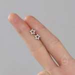 CZ Star Stud Earrings in Sterling Silver, Silver, Gold or Rose Gold, Open Star Earrings, Sunburst Earrings, Celestial