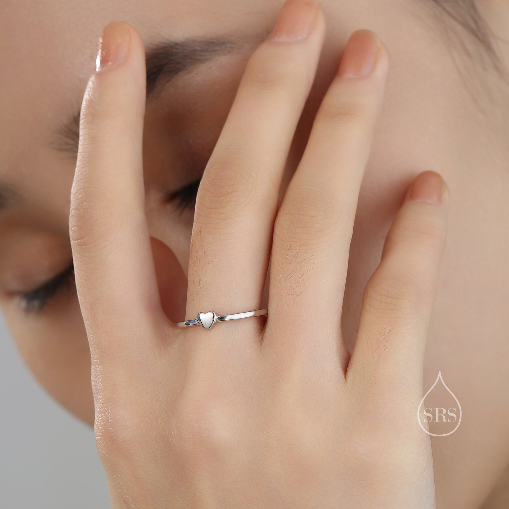 Extra Tiny Heart Ring in Sterling Silver, Silver Heart Ring in US 5 - 8? Sweet Heart Ring, Extra Small Heart Ring