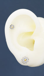 Sterling Silver Little Daisy Flower 18G Screw Back Earrings
