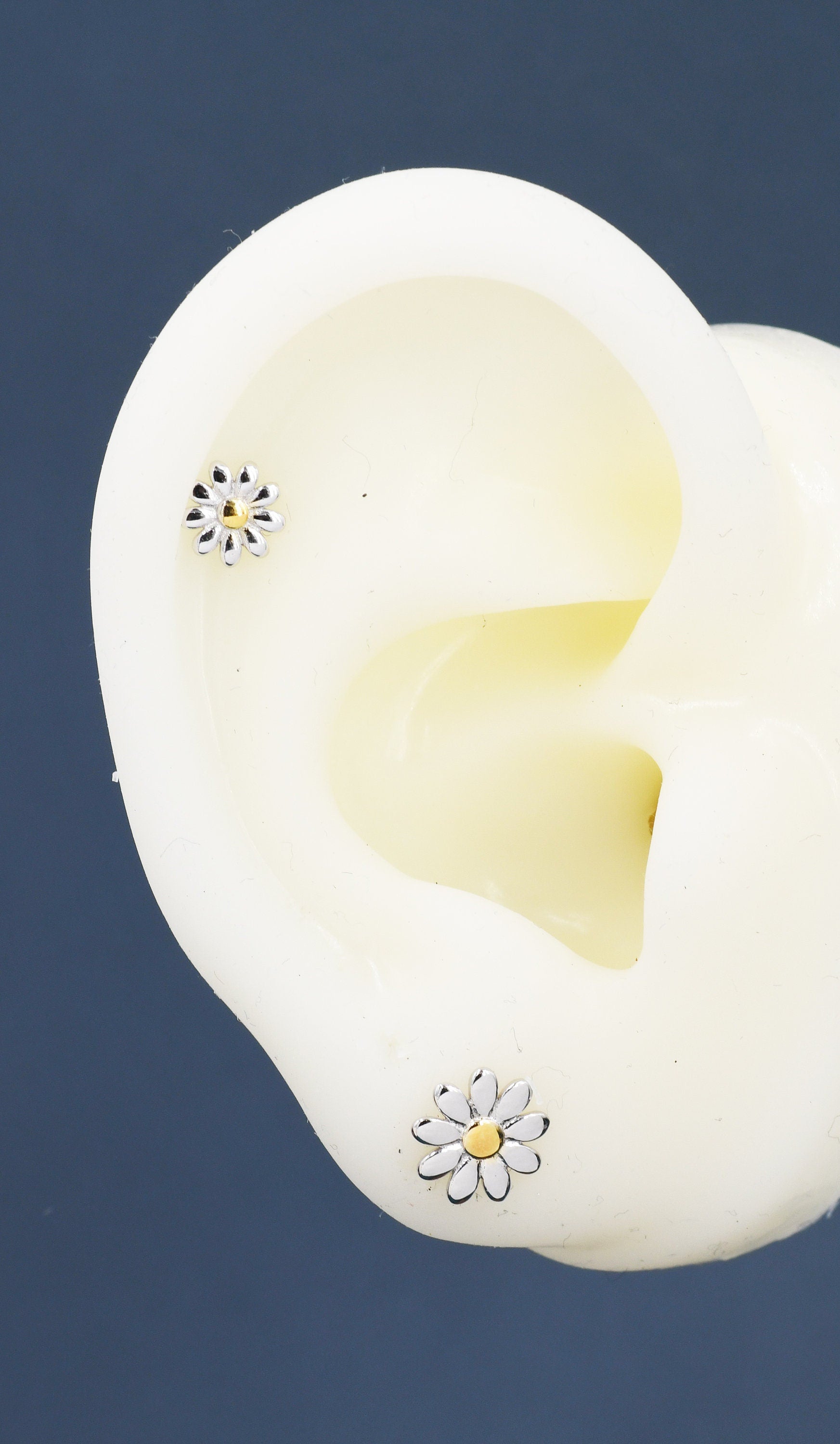 Sterling Silver Little Daisy Flower 18G Screw Back Earrings