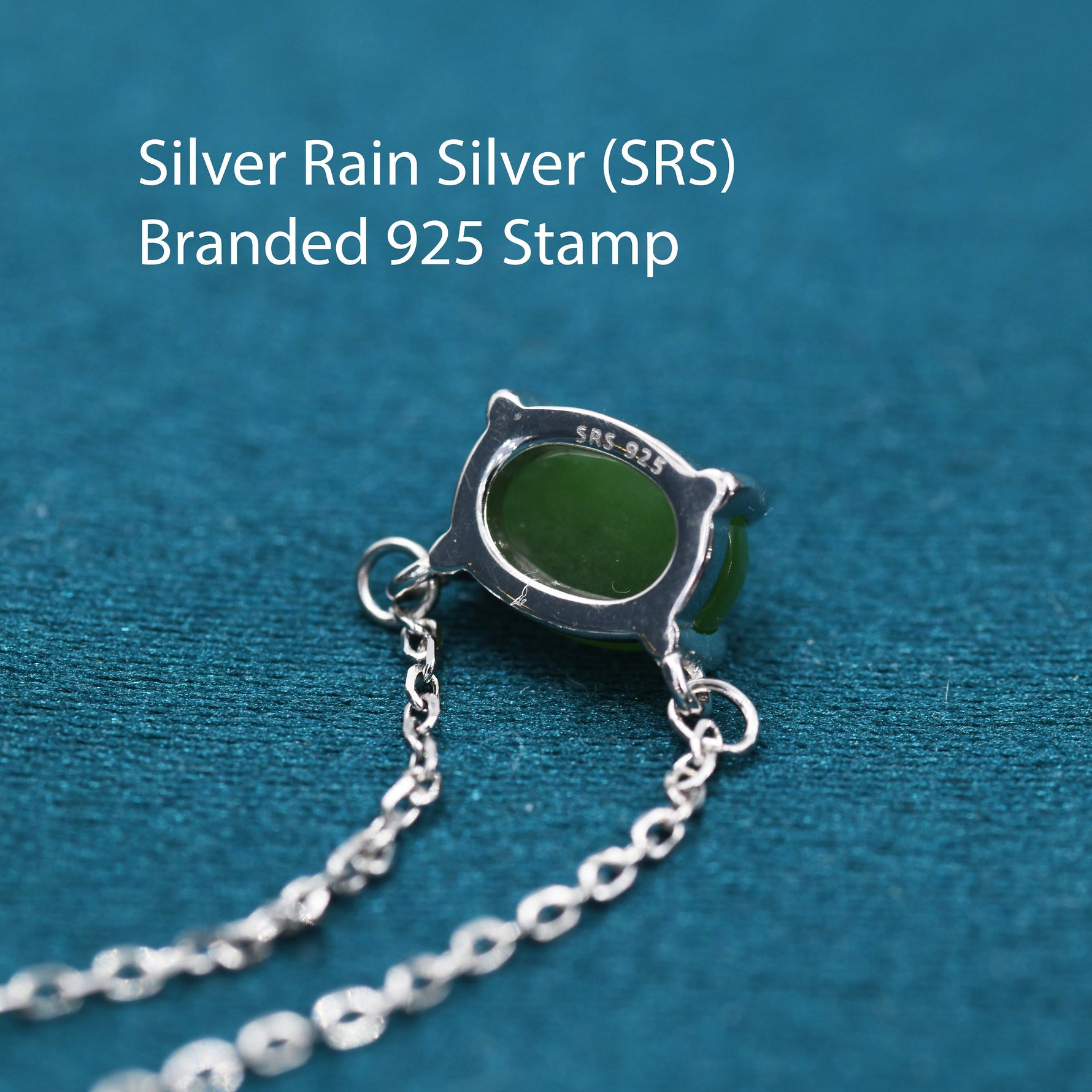 Genuine Green Jade Oval Necklace in Sterling Silver, Dainty Jade Oval Cabochon Necklace, Natural Jade Necklace