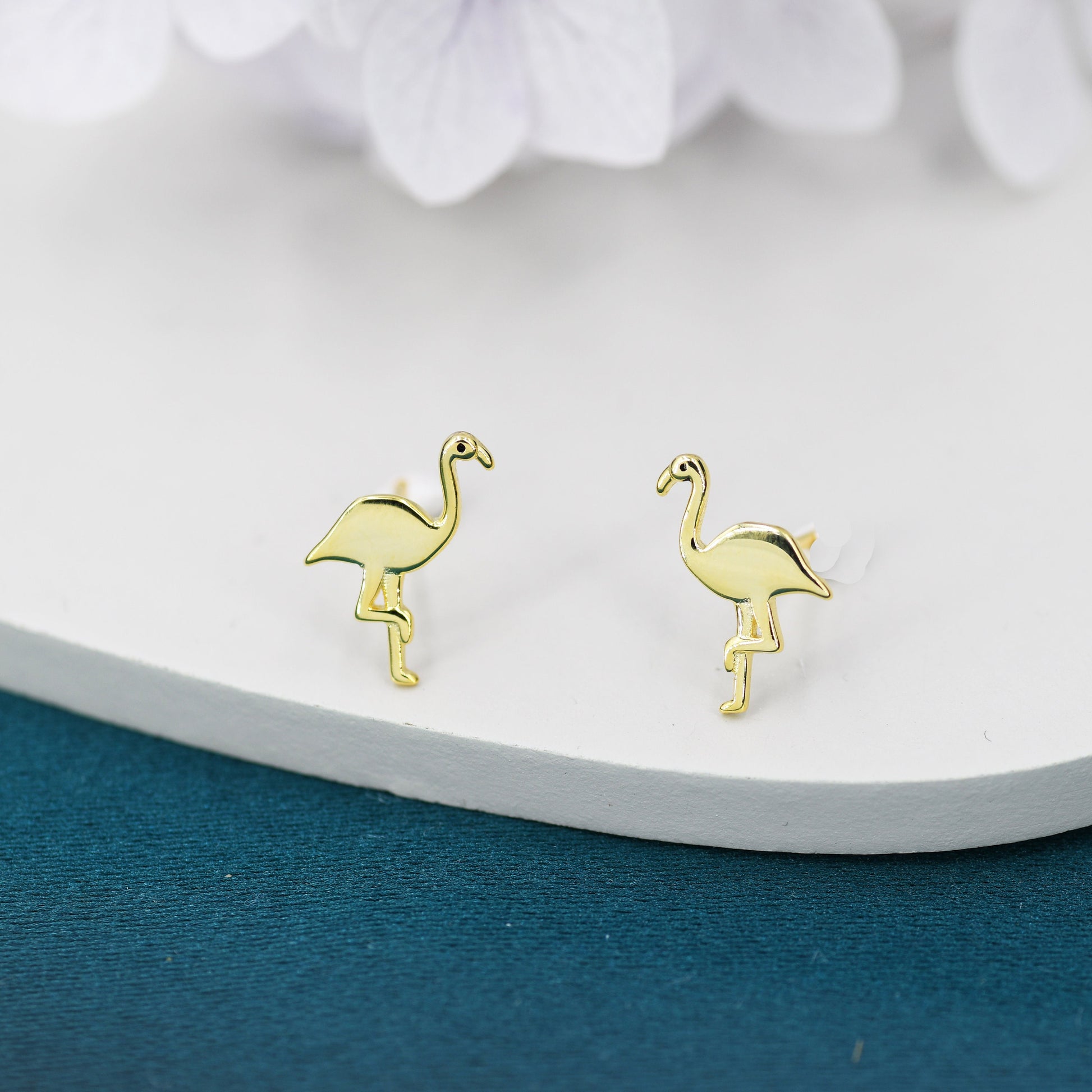 Flamingo Stud Earrings in Sterling Silver, Silver or Rose Gold, Flamingo Bird Earrings, Nature Inspired Animal Earrings