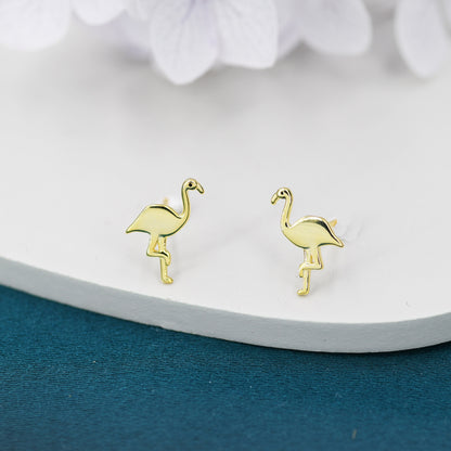 Flamingo Stud Earrings in Sterling Silver, Silver or Rose Gold, Flamingo Bird Earrings, Nature Inspired Animal Earrings