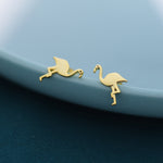 Flamingo Stud Earrings in Sterling Silver, Silver or Rose Gold, Flamingo Bird Earrings, Nature Inspired Animal Earrings