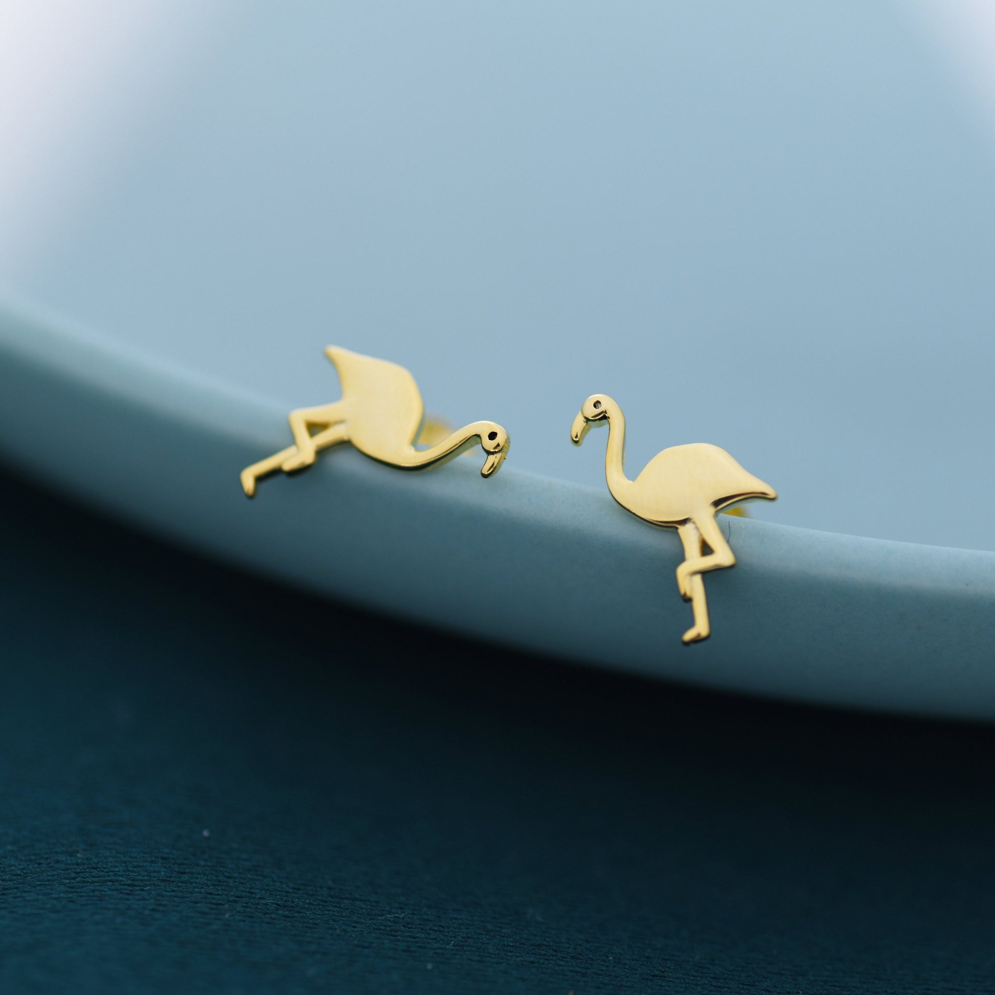 Flamingo Stud Earrings in Sterling Silver, Silver or Rose Gold, Flamingo Bird Earrings, Nature Inspired Animal Earrings