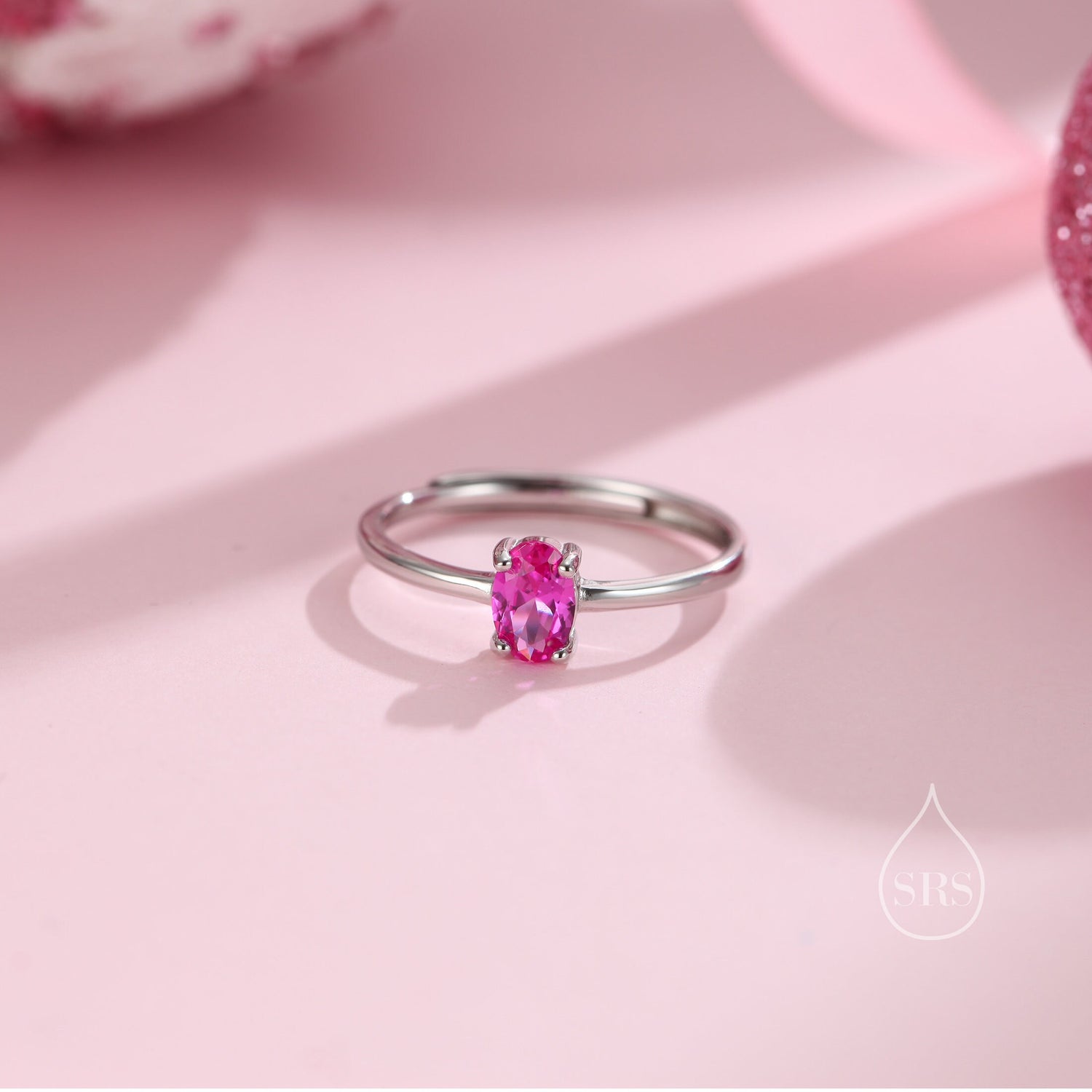 Ruby Pink Prong Set Oval Cut Ring