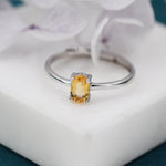 Natural Citrine Oval Ring in Sterling Silver, 4x6mm, Prong Set Oval Cut, Adjustable Size, Genuine Citrine Ring, November Birthstone