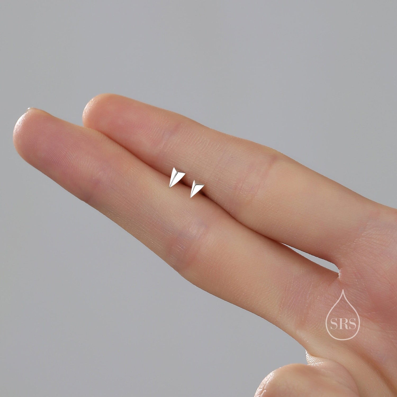 Extra Tiny Triangle Pyramid Stud Earrings in Sterling Silver, Silver, Gold or Rose Gold, Small Pyramid Earrings, Geometric Stacking Earrings