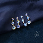 Moonstone Trio Crawler Earrings in Sterling Silver, Simulated Moonstone Ear Climbers, Silver or Gold, Lab Moonstone Earrings