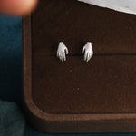 Pair of Hand Stud Earrings in Sterling Silver, Silver or Gold, Fingers Earrings, Fun and Quirky Design