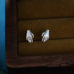 Pair of Hand Stud Earrings in Sterling Silver, Silver or Gold, Fingers Earrings, Fun and Quirky Design